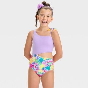 Kids Purple and Multicolor Swimwear